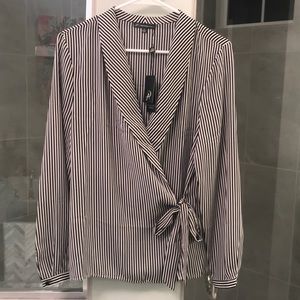 Adrianna Papell Black and White Wrap Blouse